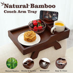 GHKINMAL Couch Cup Holder Tray, 15.4"x9.9" Large 4 in 1 Couch Armrest Table with 360°Rotated Phone Holder, Non-Slip Clip on Side Table for Drinks/Remote/Snacks, Ideal Gift for Husband, Wife, Parents