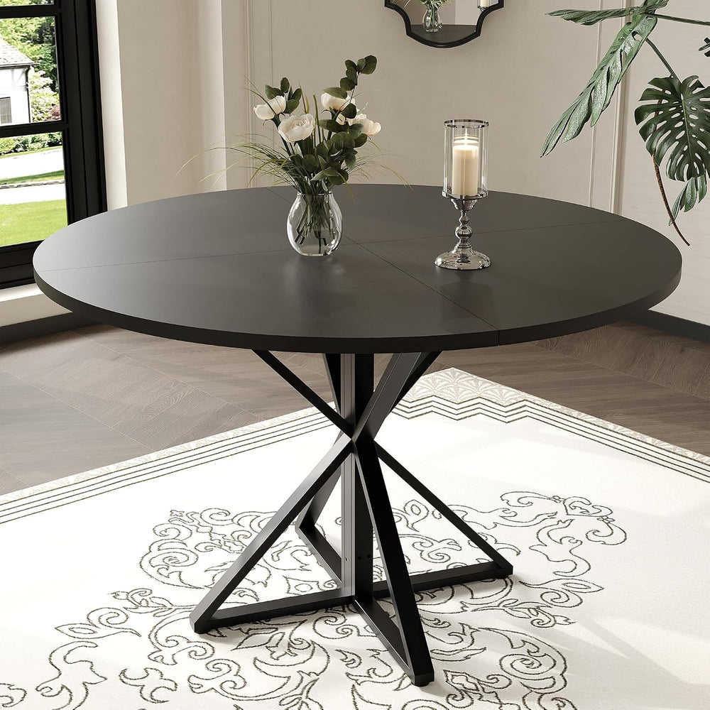 GarveeHome 47 Inch Round Dining Table for 4, Circle Kitchen Table with Pedest...