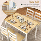 NAFORT Kitchen Table Set for 4, Solid Wood Dining Table and Chairs Set of 4, Farmhouse Dinner Table Set w/Rubber Wood Legs, Mid-Century Modern Dinette Set for Kitchen, Dining Room