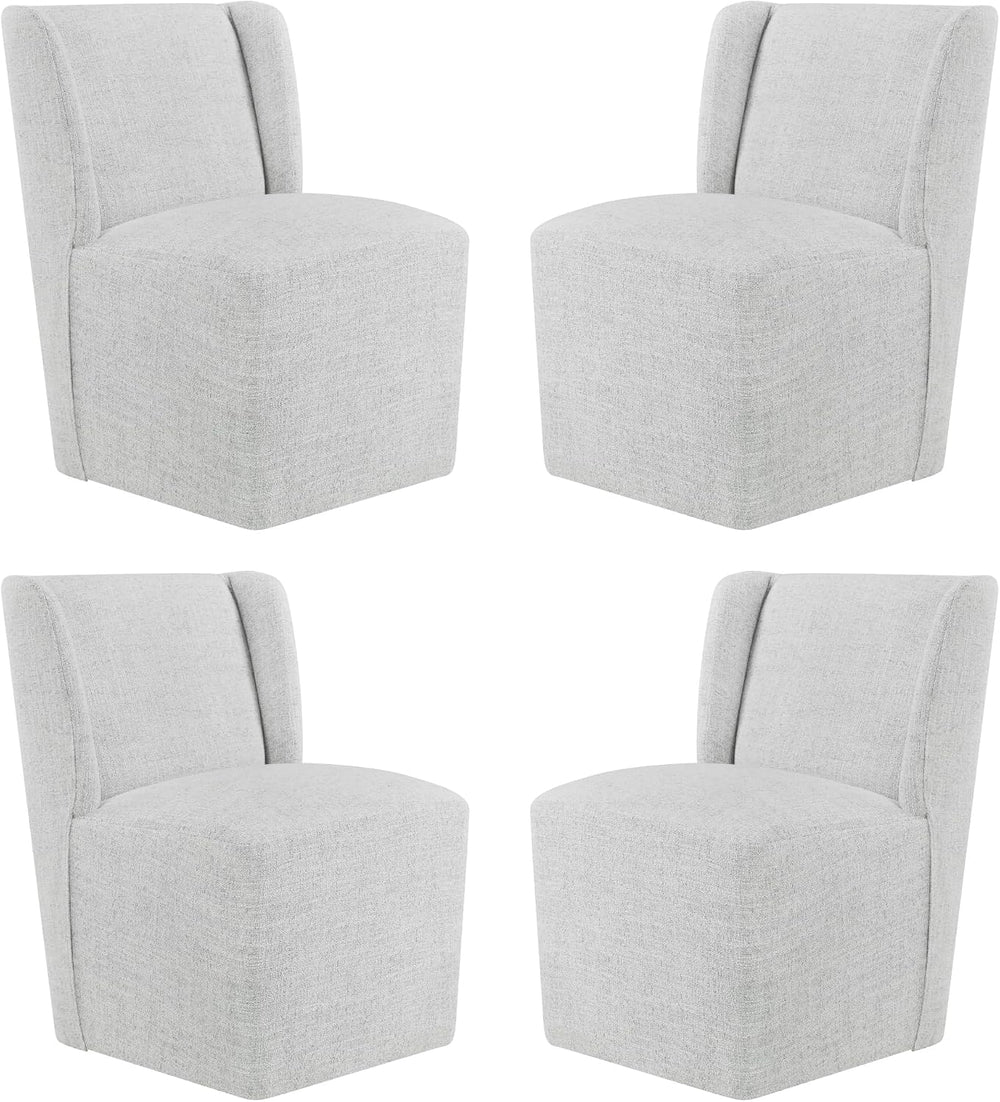 KISLOT Upholstered Dining Chairs Set of 4 with Casters, Pale Gray