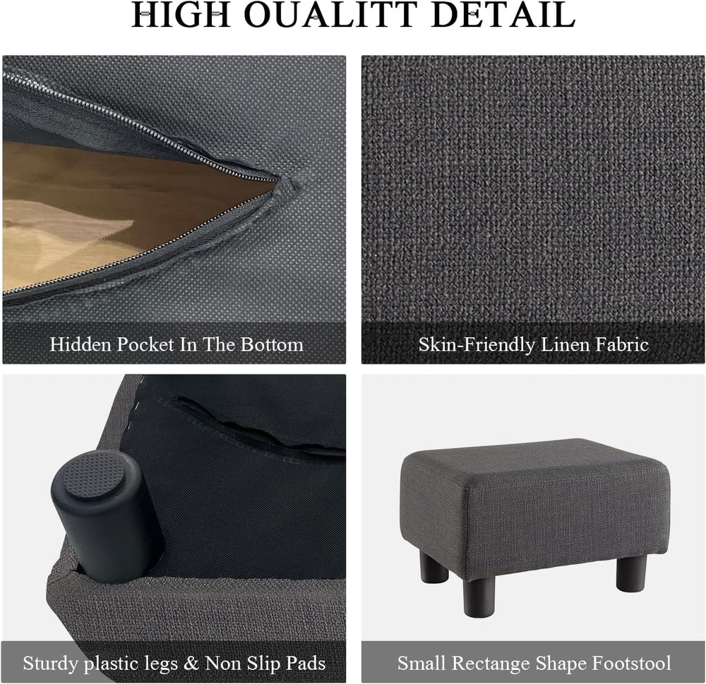 O2B Modern Foot Stool, Boucle Stool Footrest Ottoman, Upholstered Rectangular...