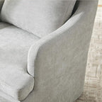 VKNOW Upholstered Dining Chairs, Modern Kitchen Chairs Dinner Chairs with 4 Casters, Chenille Armchair for Bedroom Reading Room Living Room, Light Grey