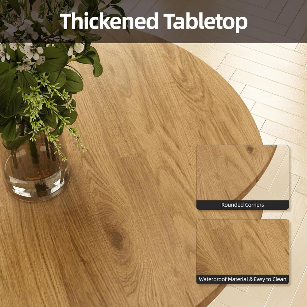 Round Dining Table 30" Circle Tulip Table with Wood Thickened Tabletop &...