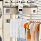 15.7Ft Retractable Clothesline Indoor an Anti-sag Retractable Clothesline Outdoor,Laundry Line Wall Mounted Stainless Steel Wire Laundry, with 12 Clip(Gray)
