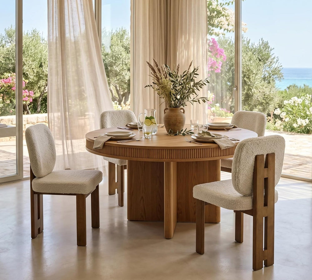 CIMOTA Modern Boucle Dining Chairs Set of 4, Upholstered Armless Side Chairs ...