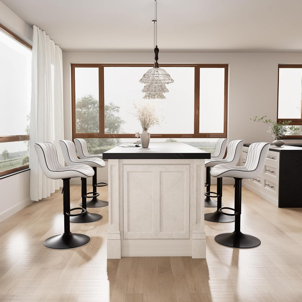 YOUNIKE White Bar Stools Set of 2 Modern Kitchen Counter Height Bar Chair wit...