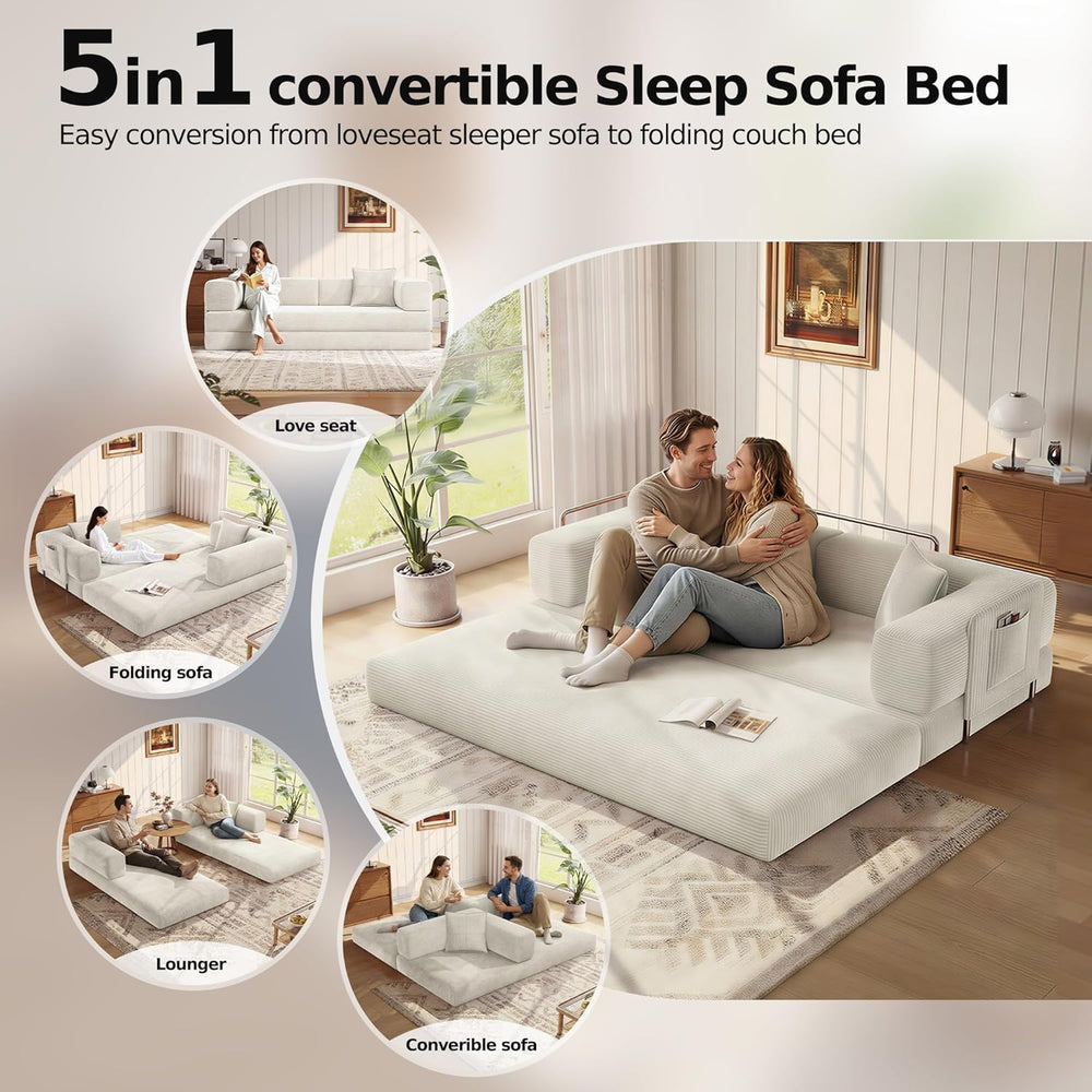 MoonSpeak 78.8'' Futon Sofa Bed, Couches for Living Room | Corduroy C...