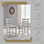 Signature Design by Ashley Skempton 24" Counter Height Upholstered Barstool, Set of 2, Antique White