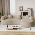 Luxury Modern Tight Curved Back Sofa, 111" Minimalist Style Comfy Couch for Living Room, 4 Seater Modular Chenille Sectional with 4 Throw Pillows,No Assembly Needed,Light Brown(Right-Facing Chaise)