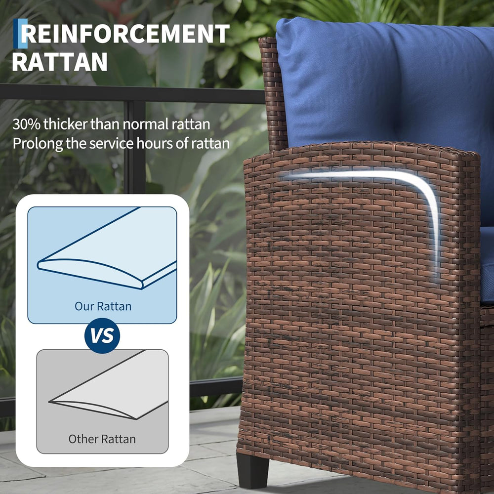 Garvee Outdoor Wicker Chairs,3 Pieces Patio Furniture Set,All Weather High Ba...