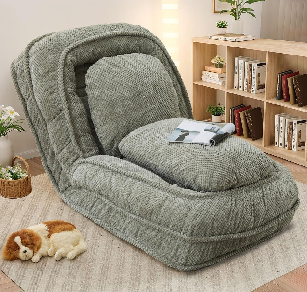 Upholstered Human Dog Bed for Adult & Pets, Convertible Lazy Sofa Bed wit...