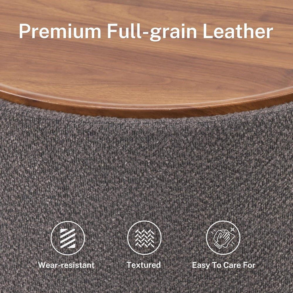 30 Inch Round Storage Ottoman Coffee Table, Modern Boucle Ottoman with Lift O...