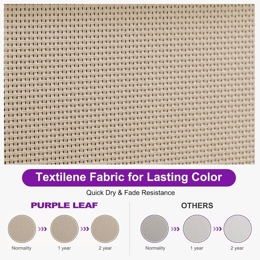 PURPLE LEAF Lounge Chair Outdoor Set of 2 Chaise Lounge w/Wheels, Khaki | Qui...