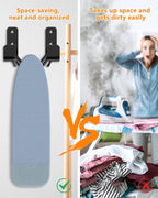 Ironing Board Wall Mount, Stainless Steel Ironing Board Hanger for Laundry Room, Adjustable Distance Holder Hook Wall Mount, Black