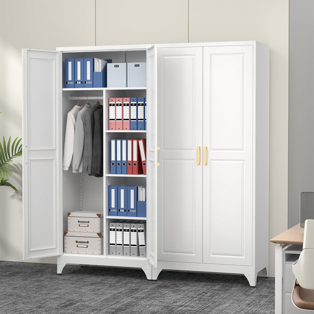 Polup Metal Armoire Wardrobe Closet, 71" Tall Wardrobe Cabinet with 2 Do...