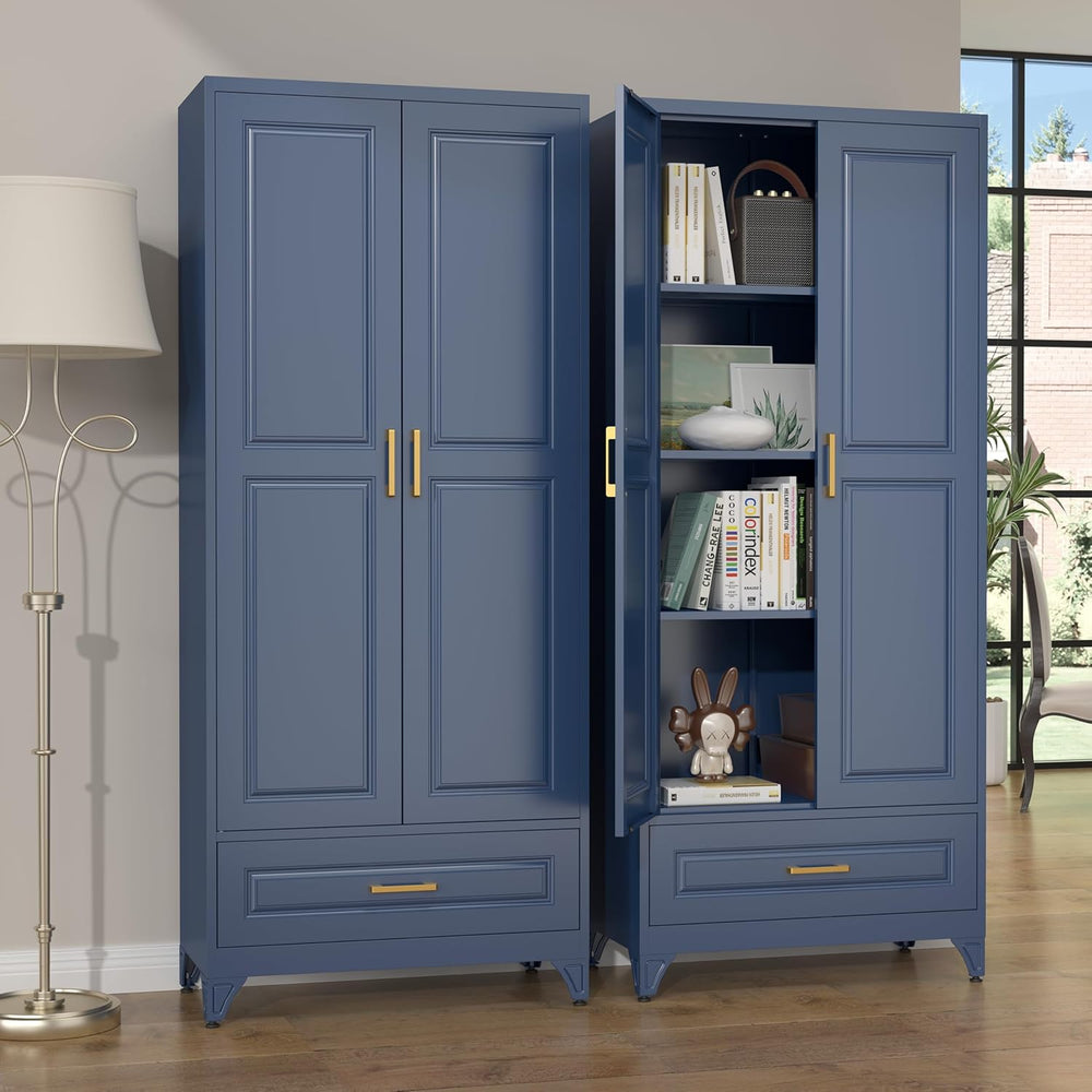 SteeLoong 75" Kitchen Pantry Cabinet with Drawer, Metal Storage Cabinets...