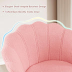 Furnimart Vanity Chair with Back, Shell Accent Chair for Living Room, Criss Cross Chair with Gold Legs, Makeup Chair for Bedroom Desk Chair no Wheels, Faux Fur Pink