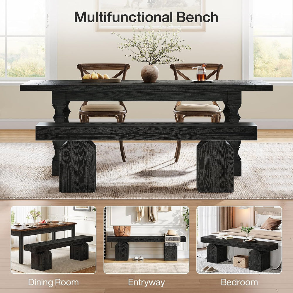 Tribesigns 59" Black Dining Bench for 2 to 3, Modern Dining Table Bench ...