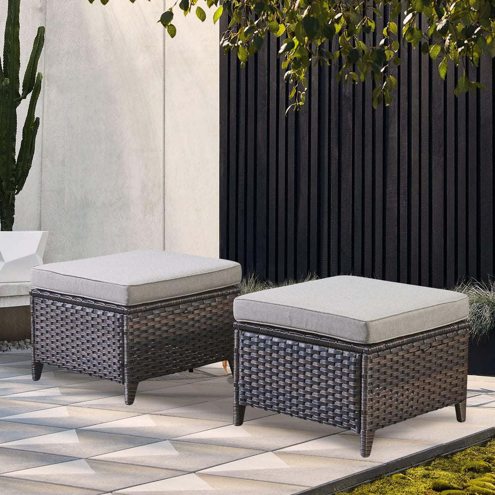Belord Outdoor Furniture Ottoman Set of 2 Patio Seating Footstool All-Weather...