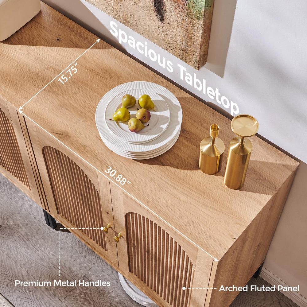 IFBUY Modern Sideboard Buffet Cabinet, 34" Tall Fluted Arched Buffet Cab...