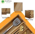 Luxury Acacia Silverware Organizer -Kitchen Drawer Organizer - Utensil Holder and Cutlery Organizer with Grooved Drawer Dividers for Flatware and Kitchen Utensils (5 Slot)