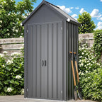 AECOJOY Outdoor Storage Cabinet Waterproof, Vertical Tall Sheds Cabinet with Shelves and Double Door, Garden Tool Sheds & Outdoor Storage Cabinet Weatherproof for Backyard, Patio, Lawn, Dark Gray
