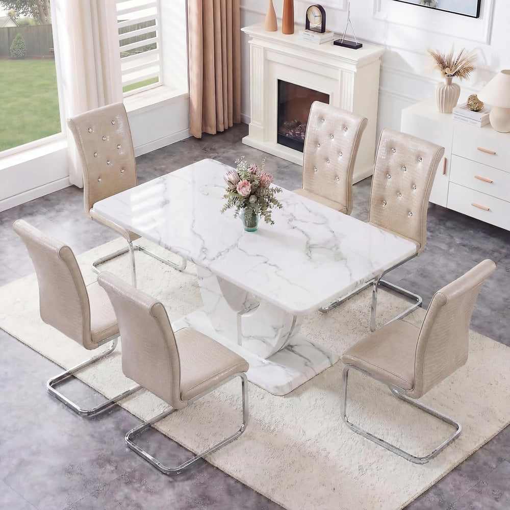 Dining Table Set for 6, Kitchen Table Chairs Set of 6, Modern Dining Room Set...