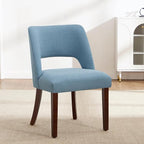Dining Chairs Set of 6,Modern Dining Room Chairs with Thick Cushions,Upholstered Linen Fabric Kitchen Chairs for Kitchen Dining Room LIGHTBLUE