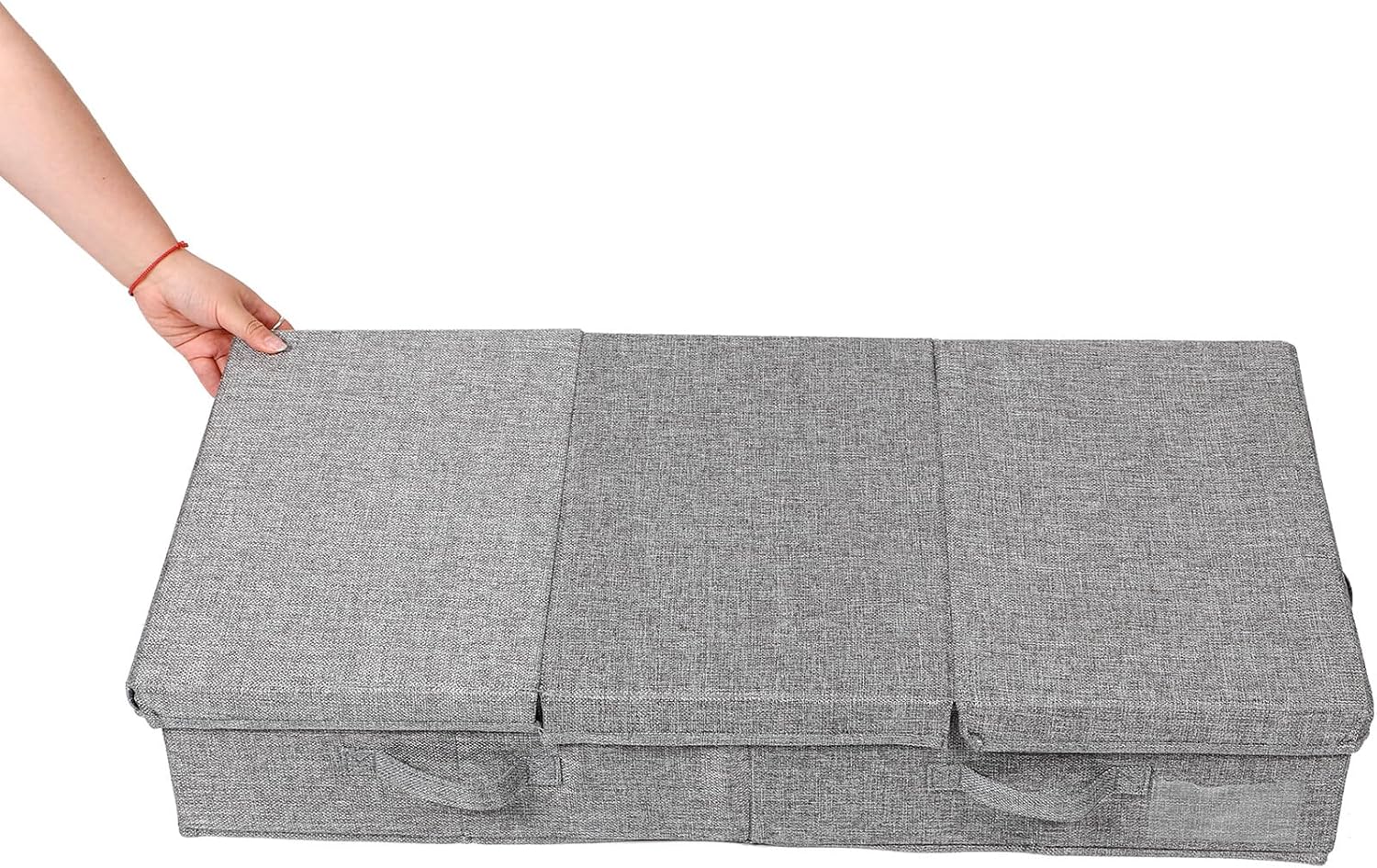 STOBAZA Foldable Under Bed Clothes Storage Box with Lid Space-saving Quilt and Clothing Organizer for Closet and Shelf Portable Fabric Storage Bin for Bedroom and Home Use