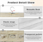 Hanging Jewelry Organizer Storage, 40 Pockets 36 Hooks Necklace Earring Bracelet Ring Organizer, Double - Sided Design, White and Beige