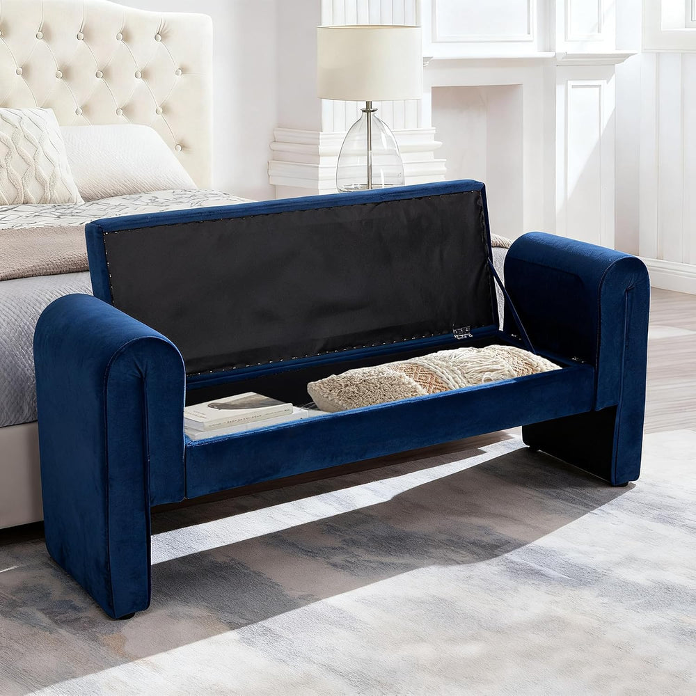 60.5" End of Bed Bench, Velvet Bedroom Bench,King Bed Bench,with 2 Pillo...