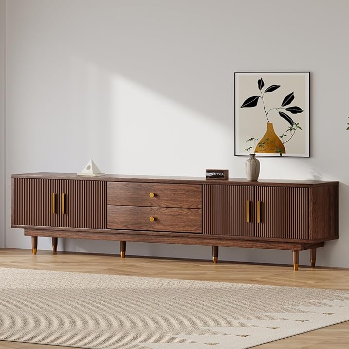 Mid Century Modern TV Stand for 100 inch TV, 94.5" Walnut TV Console wit...