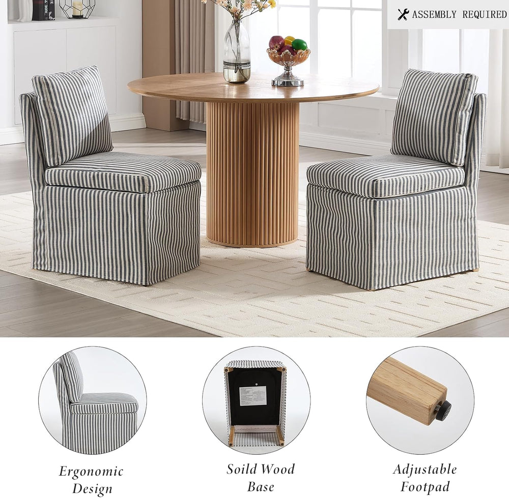 Kmax Slipcovered Dining Chairs Set of 2, Modern Upholstered Armless Kitchen C...