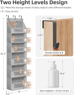 STORAGE MANIAC Over the Door Organizer 6-Shelf Closet Hanging Storage with 14 Mesh Pockets, 66lbs Capacity Clear Deep Pockets Behind Door Storage for Nursery, Bathroom, Bedroom, 1 Pack Grey