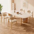 Dining Chairs Set of 6 for Kitchen Dining Table Mid Century Modern Farmhouse Upholstered Linen Dining Room Chairs with Metal Legs, Original Beige