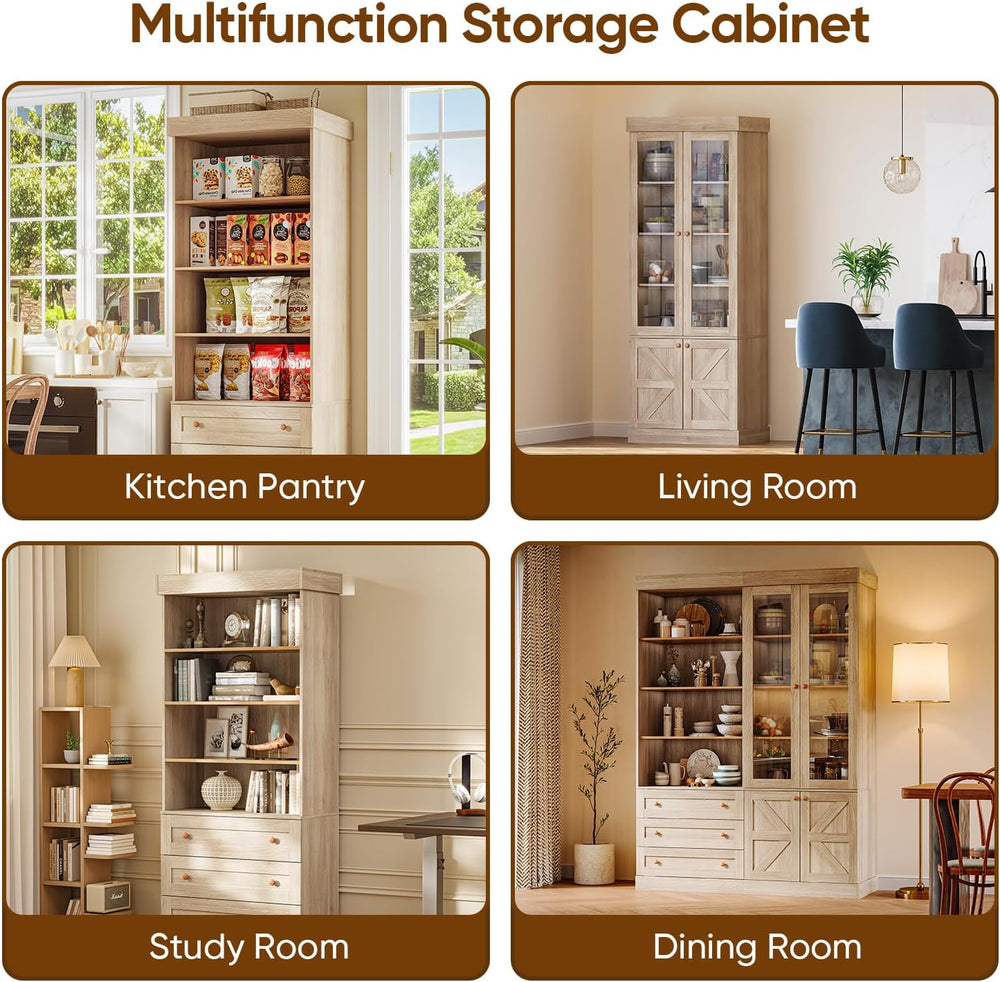 ivaniti 71" Tall Farmhouse Kitchen Pantry, Rustic Brown Wood Storage Cab...