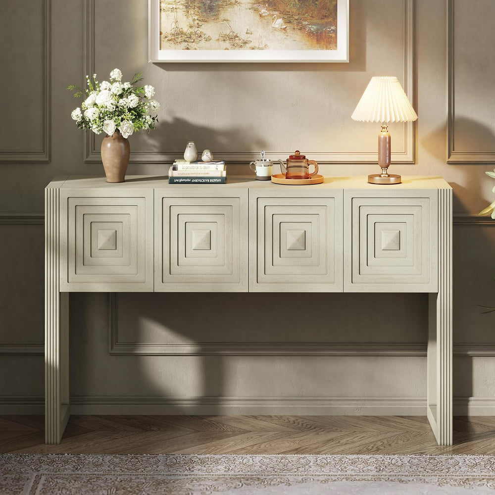LKTART 55" Carved Console Table with 3 Soft-Close Drawers, Entryway Sofa...