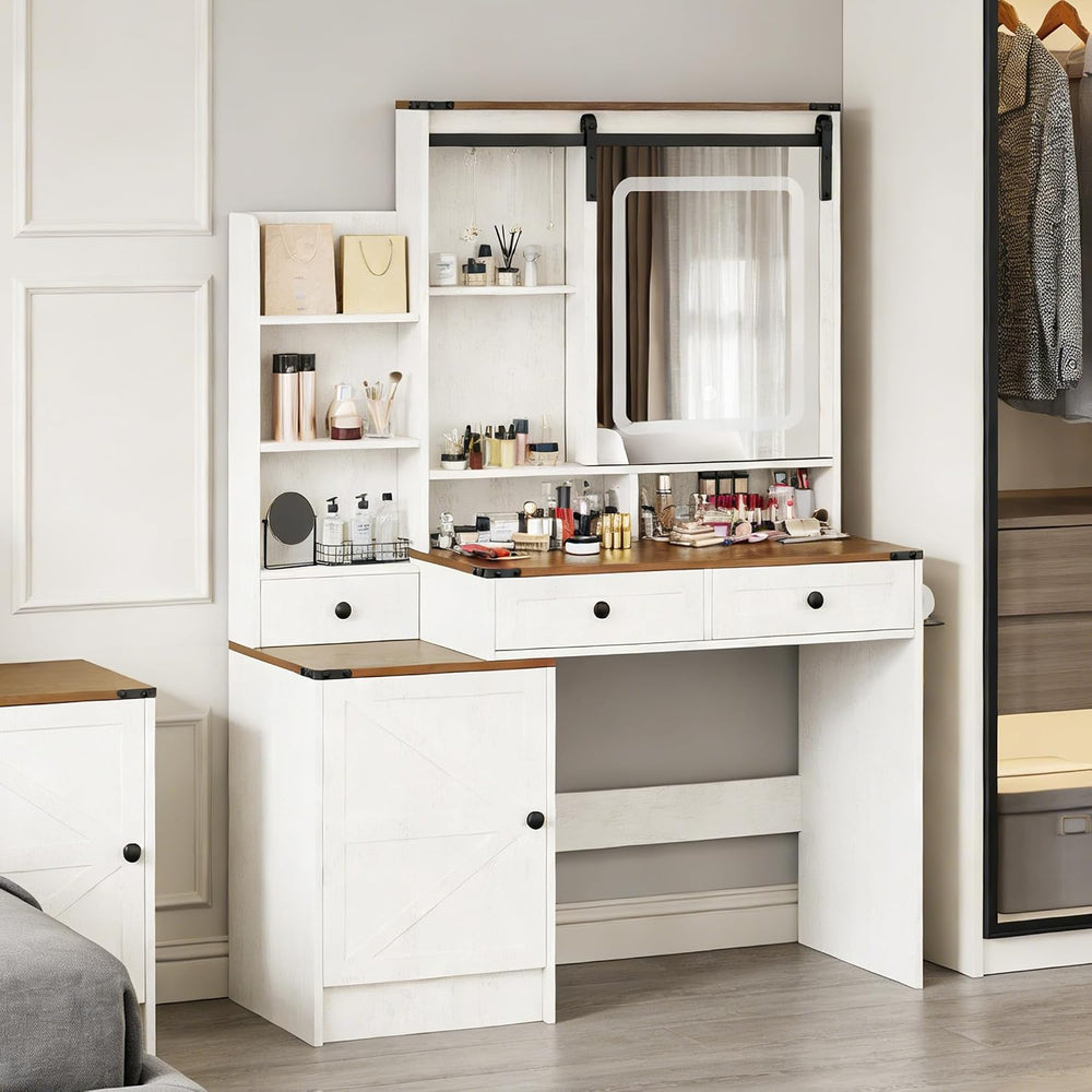 KAMABOKO Vanity Desk with Mirror and Lights, Makeup Vanity Desk with Lights 3...