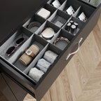 LINSY HOME 7 Drawers Dresser for Bedroom, 47" Wide Rustic Wood Dressers & Chests of Drawers, Modern Storage Dresser with Antique Handles for Closet, Living Room, Hallway, Black