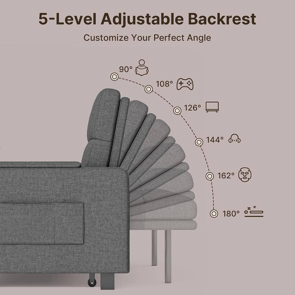 Gizoon Convertible Sofa Bed Modern Couch Bed & Small Loveseat Sleeper, Gr...