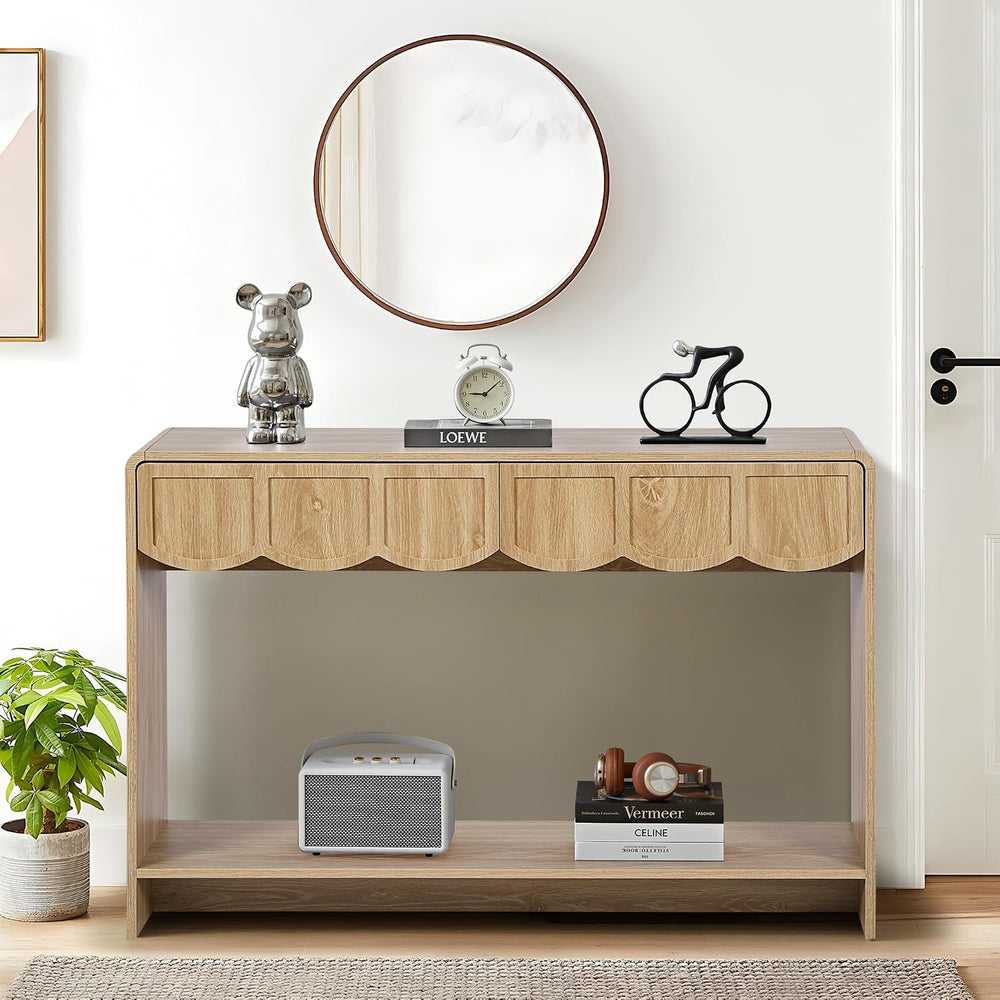 ORRD Console Table with Drawers, Mid-Century 43 Inches Narrow Entryway Table ...