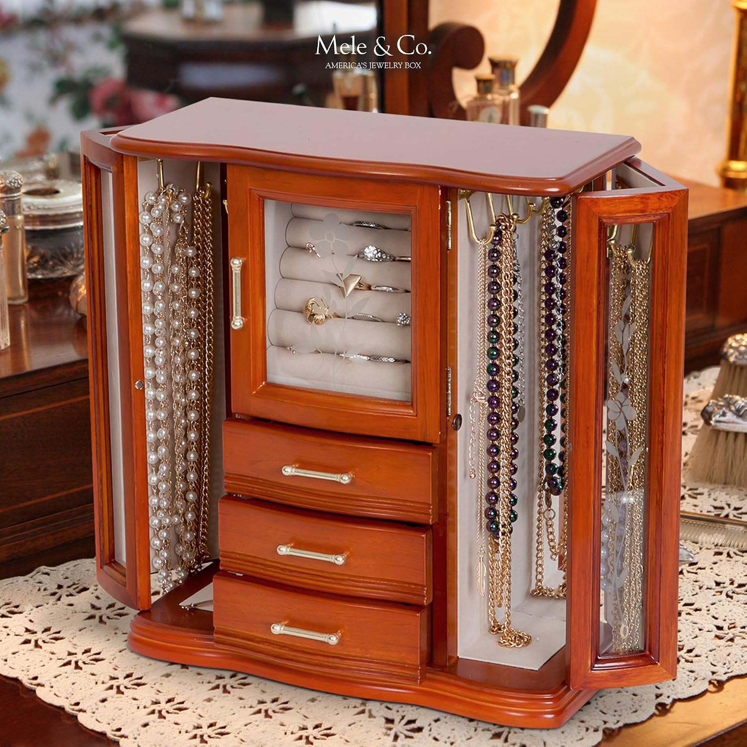 Mele and Co Richmond Wooden Jewelry Box