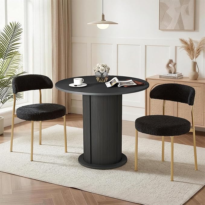 SoarFlash Kitchen Table and Chairs for 2, 31.5" Dining Table Set for 2 with Upholstered Chairs, 3 Piece Kitchen Table Set with Storage Shelf for Small Space, Apartment