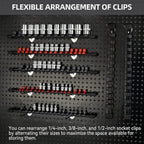 Socket Organizer Drive ABS Tools - Black Socket Holder, Premium Quality 30 Pieces Socket Holders Kit 1/4-Inch x 160 Clips, 3/8-Inch x 150 Clips, 1/2-Inch x 120 Clips（30PC,Black)