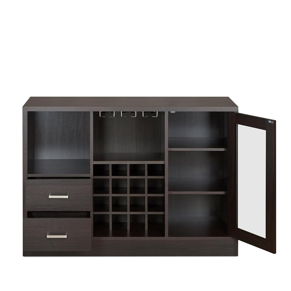Knocbel Wooden Storage Wine Cabinet with Glass Door and 2 Interior Shelves, C...