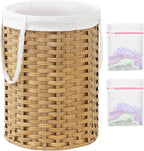 Laundry Hamper Laundry Basket Round 19.0 Gal (72 L) Handwoven Rattan Hamper, Large Wicker Hamper Basket with Removable Liner Bag Handles 2 Mesh Bags for Bathroom Living Room Natural