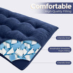 MAXYOYO Japanese Floor Mattress Full Size, 6" Foldable Futon Mattress Tufted Roll Up Floor Bed, Thick Chenille Tatami Mat Sleeping Pad for Camping Guest Room Dormitory Bedroom RV, Navy