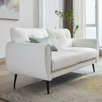 TYBOATLE Mid Century Modern White Leather Couch - 61" Loveseat, Tufted, Comfy 2 Seat Settee for Living Room or Office, Fits Small Spaces, Easy Assembly (2, White)