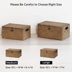 StorageWorks Wicker Storage Basket with Lid, Large Basket with Lid, Brown | Woven Baskets with Lids for Shelves, Wicker Storage Baskets with Lids, Decorative Box, Lidded Baskets for Organizing, 1 Pack