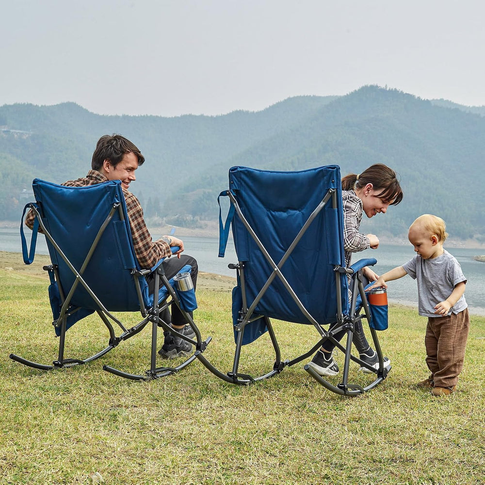 EVER ADVANCED Oversized Folding Rocking Camping Chair, Padded Portable Rocker...